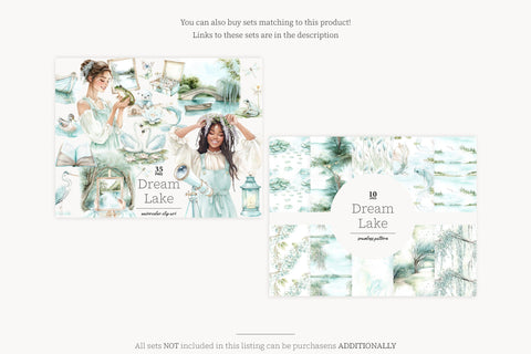 Lake Digital Paper | Spring Seamless Pattern Digital Pattern GlamArtZhanna 