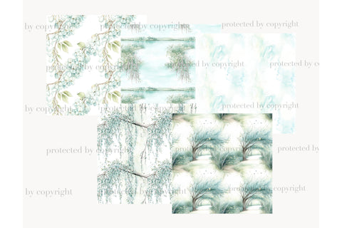 Lake Digital Paper | Spring Seamless Pattern Digital Pattern GlamArtZhanna 