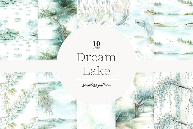 Lake Digital Paper | Spring Seamless Pattern Digital Pattern GlamArtZhanna 