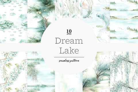 Lake Digital Paper | Spring Seamless Pattern Digital Pattern GlamArtZhanna 