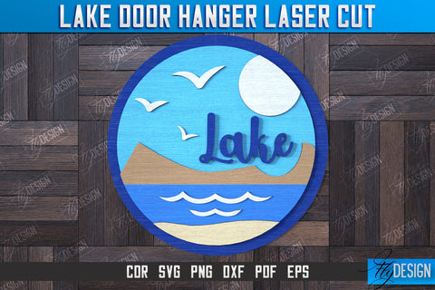 Lake Door Hanger Bundle | Door Sign Template | Rustic Design | Wall Sign | CNC File SVG Fly Design 
