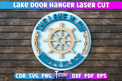 Lake Door Hanger | Door Sign | Rustic | Door Sign Template | Wall Sign | CNC File SVG The T Store Design 