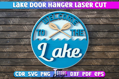 Lake Door Hanger | Door Sign | Rustic | Door Sign Template | Wall Sign | CNC File SVG The T Store Design 