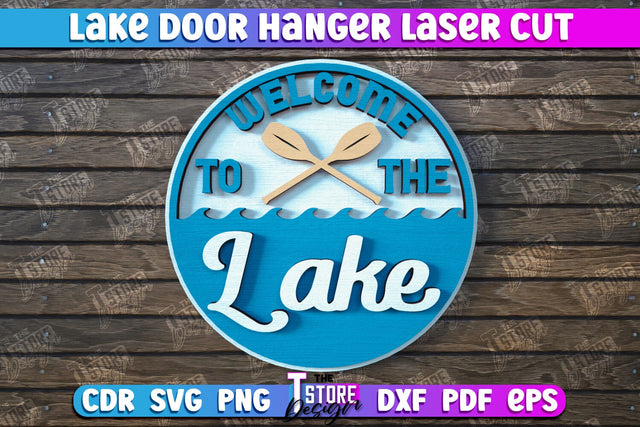 Lake Door Hanger | Door Sign | Rustic | Door Sign Template | Wall Sign | CNC File SVG The T Store Design 