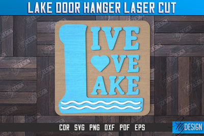 Lake Door Hanger | Door Sign Template | Rustic Design | Wall Sign | CNC File SVG Fly Design 