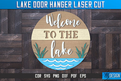 Lake Door Hanger | Door Sign Template | Rustic Design | Wall Sign | CNC File SVG Fly Design 