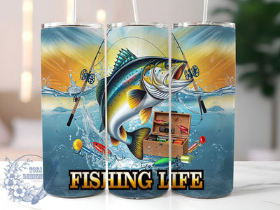 Lake & Fishing Life Tumbler Wrap, Fisherman Tumbler Wrap, 20oz Fishing Design, Outdoor Fishing Tumbler, Lake Life Tumbler, Rod and Reel Tumbler, Gift for Fisherman Sublimation ToriDesigns 