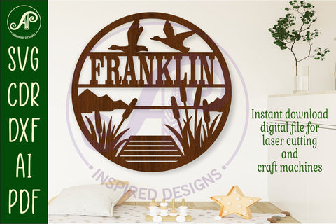 Lake front name sign svg laser cut template SVG APInspireddesigns 