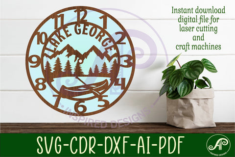 Lake George themed clock wall clock laser cut SVG APInspireddesigns 