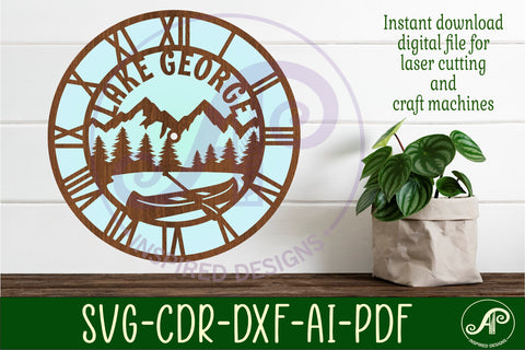 Lake George themed clock wall clock laser cut SVG APInspireddesigns 