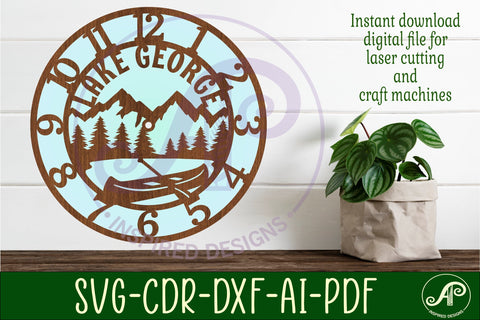 Lake George themed clock wall clock laser cut SVG APInspireddesigns 