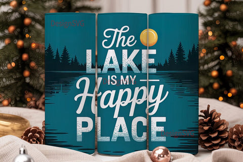 Lake Happy Place 20oz Tumbler Wrap Sublimation DesignSVG 