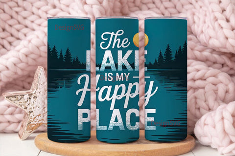 Lake Happy Place 20oz Tumbler Wrap Sublimation DesignSVG 