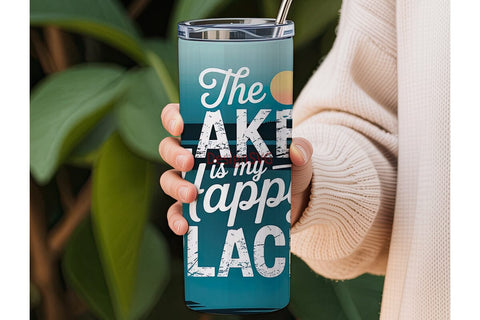 Lake Happy Place 20oz Tumbler Wrap Sublimation DesignSVG 