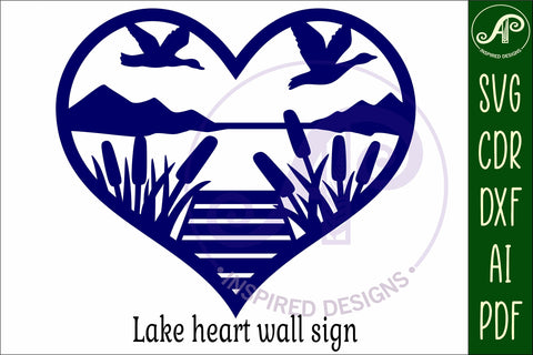 Lake heart wall sign, SVG file. SVG APInspireddesigns 