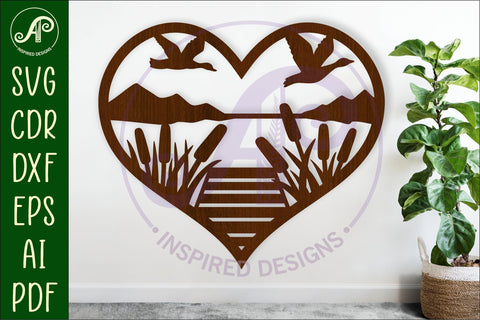 Lake heart wall sign, SVG file. SVG APInspireddesigns 