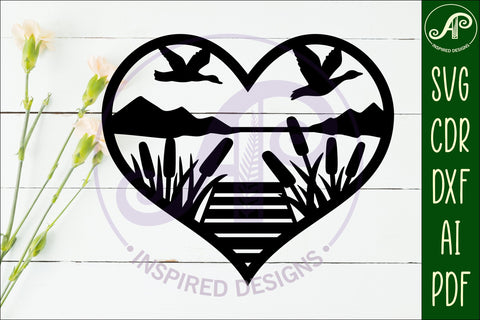 Lake heart wall sign, SVG file. SVG APInspireddesigns 