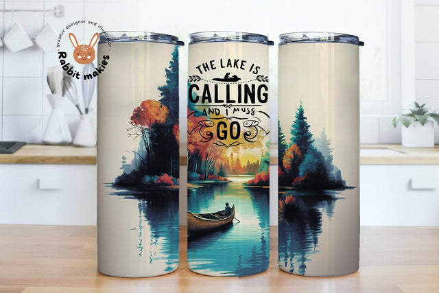 Lake Is Calling 20 oz Skinny Tumbler Sublimation, Fishing Life For Men Tumbler Wrap, Fishing Life Tumbler Png Sublimation Rabbitmakies 