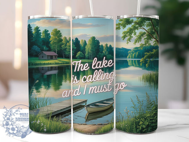 Lake Is Calling 20oz Tumbler, I Must Go, Lake Life Tumbler, Outdoor Wrap, Nature PNG Design, Sublimation Design, 20oz Tumbler Wrap, Adventure Cup Design Sublimation ToriDesigns 