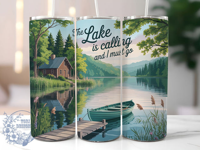Lake Is Calling 20oz Tumbler, I Must Go, Lake Life Tumbler, Outdoor Wrap, Nature PNG Design, Sublimation Design, 20oz Tumbler Wrap, Adventure Cup Design Sublimation ToriDesigns 