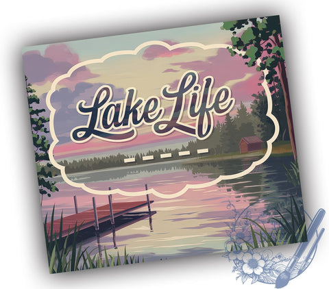 Lake Life 20oz Skinny Tumbler PNG, Boating Boat Tumbler Sublimation Wrap, Straight & Tapered Tumbler Wrap, Instant Digital Download Sublimation ToriDesigns 