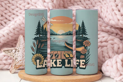 Lake Life 20oz Tumbler Wrap Sublimation DesignSVG 