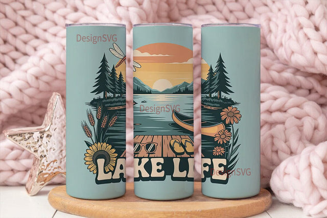 Lake Life 20oz Tumbler Wrap Sublimation DesignSVG 