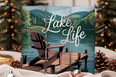 Lake Life 20oz Tumbler Wrap Sublimation DesignSVG 