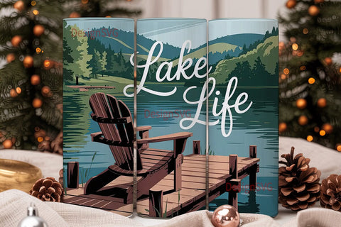 Lake Life 20oz Tumbler Wrap Sublimation DesignSVG 