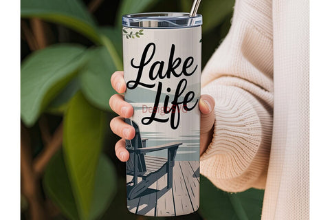 Lake Life 20oz Tumbler Wrap Sublimation DesignSVG 