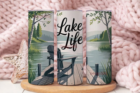 Lake Life 20oz Tumbler Wrap Sublimation DesignSVG 