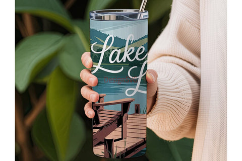 Lake Life 20oz Tumbler Wrap Sublimation DesignSVG 