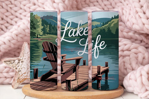 Lake Life 20oz Tumbler Wrap Sublimation DesignSVG 