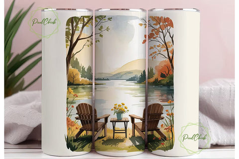 Lake Life 20oz Tumbler Wrap Sublimation PixelChick 