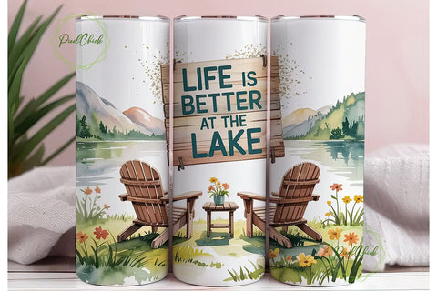 Lake Life 20oz Tumbler Wrap Sublimation PixelChick 