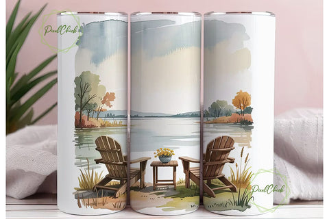 Lake Life 20oz Tumbler Wrap Sublimation PixelChick 