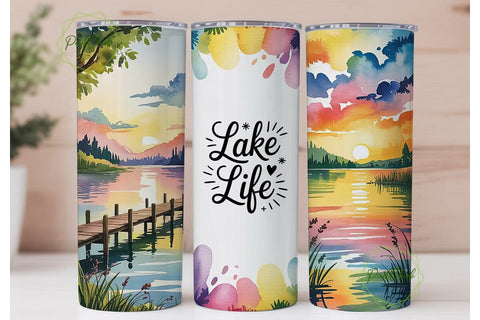 Lake Life 20oz Tumbler Wrap Sublimation PixelChick 