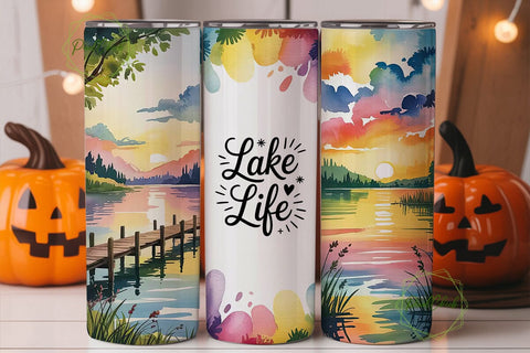 Lake Life 20oz Tumbler Wrap Sublimation PixelChick 