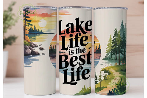 Lake Life 20oz Tumbler Wrap Sublimation PixelChick 