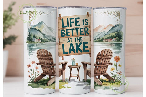Lake Life 20oz Tumbler Wrap Sublimation PixelChick 