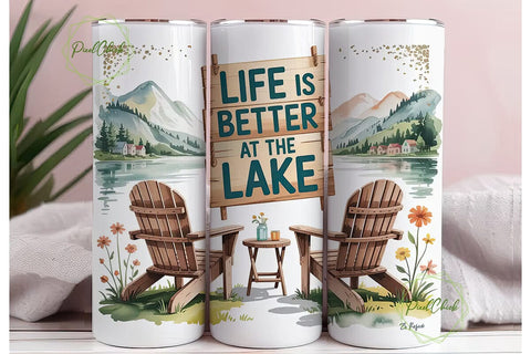 Lake Life 20oz Tumbler Wrap Sublimation PixelChick 