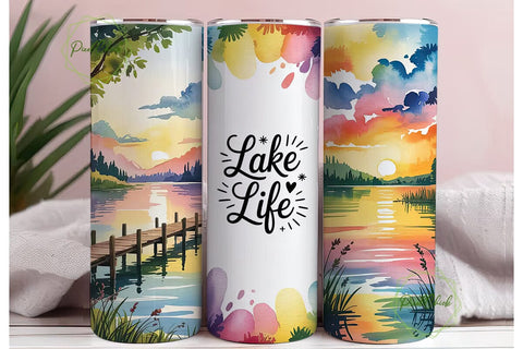 Lake Life 20oz Tumbler Wrap Sublimation PixelChick 