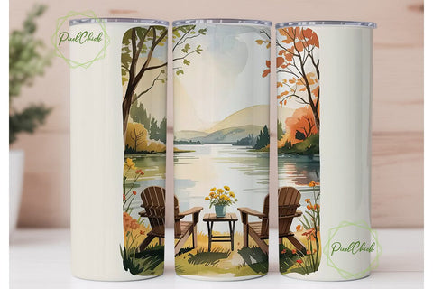 Lake Life 20oz Tumbler Wrap Sublimation PixelChick 