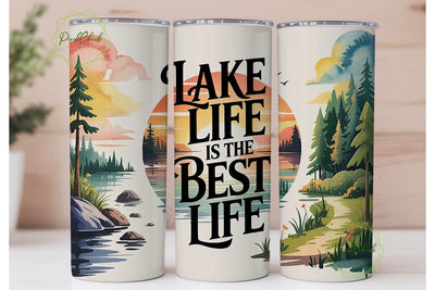 Lake Life 20oz Tumbler Wrap Sublimation PixelChick 