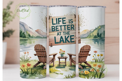 Lake Life 20oz Tumbler Wrap Sublimation PixelChick 