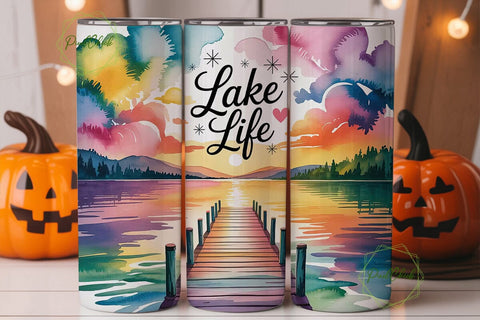 Lake Life 20oz Tumbler Wrap Sublimation PixelChick 