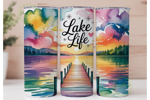 Lake Life 20oz Tumbler Wrap Sublimation PixelChick 