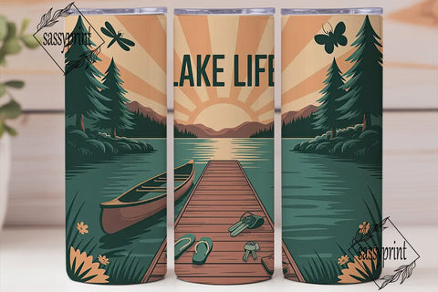 Lake Life 20oz Tumbler Wrap Sublimation sassyprint 