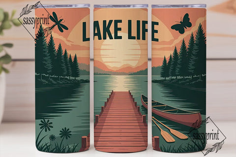 Lake Life 20oz Tumbler Wrap Sublimation sassyprint 