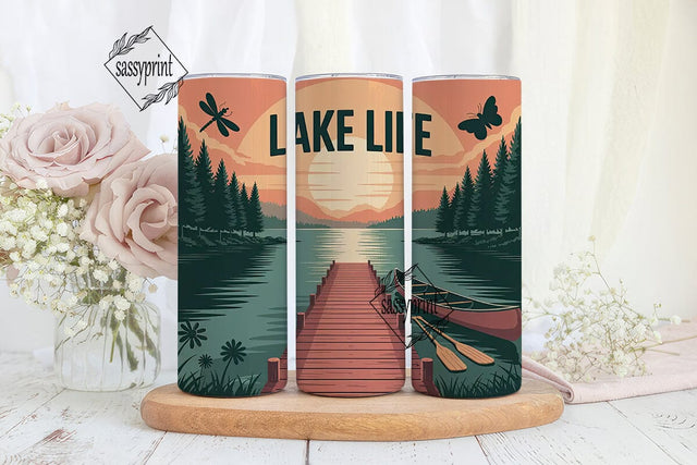 Lake Life 20oz Tumbler Wrap Sublimation sassyprint 